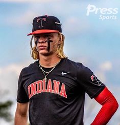 a man with his face painted like a baseball player