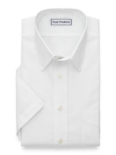 Short Sleeve Non Iron Cotton White | Paul Fredrick Men’s White Dress Shirt, Fitted Button-up Dress Shirt With Welt Pockets, White Button-up Dress Shirt With Pockets, White 4-way Stretch Polo Shirt, White Cotton Dress Shirt With Fold-down Collar, Short Sleeve Dress Shirt, Quality Dresses, White Shirt Dress, Business Attire