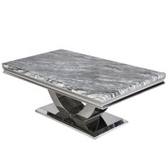 Ariel Marble & Polished Steel Coffee Table - Choice Of Colours - The Furniture Mega Store Black Marble Coffee Table, Luxury Mattresses, Cultured Marble, Contemporary Coffee Table, Table Frame, Bedside Table Lamps, Metal Bed Frame