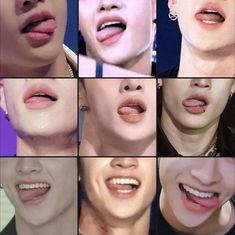 many different images of the same woman's lips