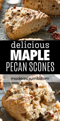 delicious maple pecan scones on a cooling rack