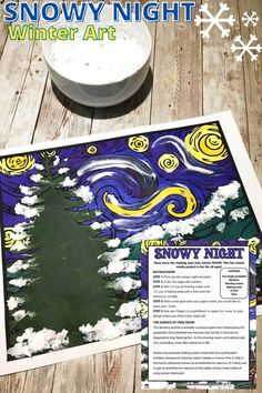 the snow night winter art project for kids