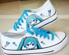 Vocaloid Anime Shoes Painted Vocaloid on Low-top Painted Canvas ,Low-top Painted Canvas Shoes Painted Canvas Shoes, Animal Shoes, Kawaii Shoes, Anime Shoes, Shoes Canvas, Painted Canvas, Cute Sandals, Shoe Art, Converse Sneakers