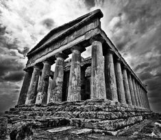 black and white photograph of the parthenon temple in acrylithra, greece