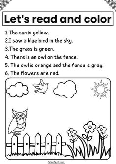 the worksheet for reading and writing with an owl in front of a fence