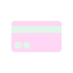 a pink credit card with a green stripe