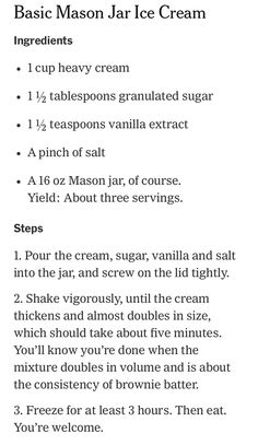 the instructions for how to make an ice cream recipe