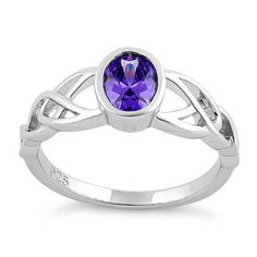 Top of ring height: 8.6mm

Top of ring width: 6.6mm

Band width: 2.6mm

Shank width: 2.15mm



Stone material: purple cubic zirconia

Center stone size: 6.5mm X 4.5mm

Stone shape: oval

Center stone carat weight: 0.65 ct.

Total number of CZ stones: 1

Stone setting: bezel setting



Metal: 925 sterling silver

Plating: rhodium plated

Finish: high polish Oval Purple Birthstone Ring With Center Stone, Oval Amethyst Ring With Cubic Zirconia For Promise, Oval Amethyst Cubic Zirconia Promise Ring, Oval Amethyst Cubic Zirconia Ring, Oval Amethyst Ring With Cubic Zirconia, Oval Purple Amethyst Ring With Cubic Zirconia, Oval Purple Solitaire Birthstone Ring, Purple Crystal Ring With Oval Center Stone, Celtic Ring