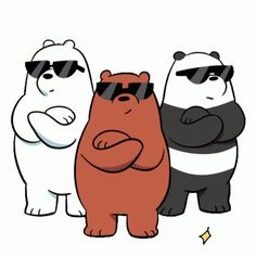 son tres hermanos cool Cute Bear Drawings, Bear Art, Amazing Art Painting, Bear Cartoon