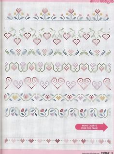 a cross stitch pattern with hearts and flowers