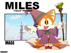 an orange and white cat wearing a witches hat holding a broom in its paws with the caption miles tails power mage