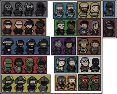 an image of pixel art with different types of people in the style of video games