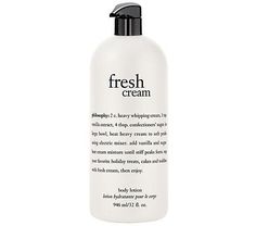 Indulge in philosophy's most-loved fresh cream scent. The moisturizing formula contains macadamia seed and olive fruit oils, and shea butter, to help hydrate and soften skin. How do I use it: Apply a generous amount to skin with fingertips, and massage in gently with a soothing circular motion. Philosophy Lotion, Fresh Cream Body Lotion, Mens Shower Gel, Philosophy Fresh Cream, Men Shower, Tanning Mousse, Cream Body, Body Moisturizers, Fresh Cream