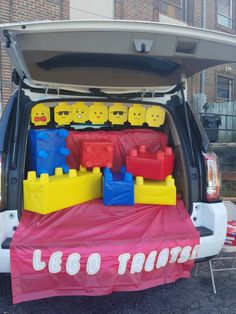 the back end of a van with lego blocks in it