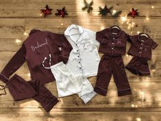 Luxurious Bridesmaid pajamas with Matching personalized Bride pajamas for Bridal party getting ready Hen party. Mother of the Bride/Groom. Our collection of bridesmaid pajamas and bride pajamas offers cozy and stylish options for your special day. With family pajamas and matching pajamas available, everyone can join in the celebration. Our bridesmaid shirts, bridesmaid PJs, and bridal pajamas are perfect for a coordinated look, while bridesmaid robes and personalized pajamas add a special touch. These sets make great maid of honor gifts, as well as thoughtful presents for the Mother of the Bride. They also double as wonderful Christmas gifts and are a must-have in womens shirts and loungewear! Order guide: Long option means long sleeve shirt and long pants/pajamas. Short option means short Bride Pajamas, Getting Ready Together, Bride Pajama, Pajamas Short, Bridesmaid Pajamas, Bridal Party Getting Ready, 2024 Family, Bridesmaid Pjs, Bridal Pajamas