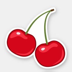 two cherries sticker on a white background