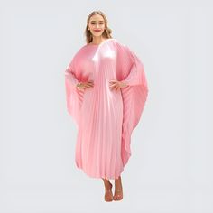 A special collection with pleated kaftan in fan style will bring the best "new" look for any occasions you may attend. Classic but chic !. It's totally smoothly flowy, soft and gentle touch. FEATURES - Pink - Pleated - Personal Custom Made - Full Length Kaftan  - Designer Silk Kaftan - Plus Size and Custom Length - Resort Wear, Beach Wear, Lounge Wear, Pool Cover Up Kaftan - Boat Neck -------------------------------- DETAIL  * The maximum length : 134 CM ( please be noted, this can not cut short Elegant Flowy Pink Maxi Dress, Pink Long Maxi Dress For Eid, Pink Floor-length Party Kaftan, Pink Floor-length Kaftan For Spring, Pink Flowy Gown For Party, Pink Floor-length Party Abaya, Pink Floor-length Spring Kaftan, Long Pink Kaftan For Party, Pink Long Kaftan For Party