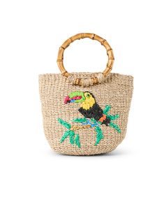 Incorporate Serpui's tropical aesthetic into your accessories rotation with the Dakota bag. The woven silhouette is adorned with a bamboo top handle, perfect for pairing with your favorite off-duty ensembles. Wear it with a breezy dress for an effortlessly chic look. Tropical Aesthetic, Valentines Frames, Skirt And Top Dress, Bamboo Top, Work Accessories, Bamboo Bag, Straw Basket, Crystal Clutch, Diy Bags