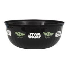 a black bowl with the words star wars on it and yoda's face