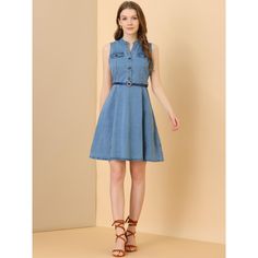 Update your wardrobe collection with this classic denim navy light blue dress for summer daily. This sleeveless denim dress is everything you've ever dreamed of and more. Pair this cutie with your fave plimsolls for the cutest casual style! Suit for spring/summer/autumn and for many occasions, such as casual, work, dinner, going out, weekend, school, travel and daily wear. Sleeveless Light Blue Denim Dress, Light Blue Sleeveless Denim Dress, Sleeveless Washed Blue Denim Dress For Spring, Light Blue Denim Summer Dress, Knee-length Denim Blue Chambray Dress, Summer Chambray Denim Dress In Medium Wash, Denim Blue Chambray Knee-length Dress, Casual Blue Denim Sleeveless Dress, Washed Blue Chambray Dress For Summer