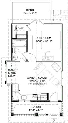 the floor plan for a small house with two bedroom and an attached bathroom area,