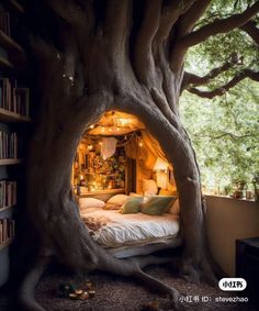 a bedroom in the shape of a tree