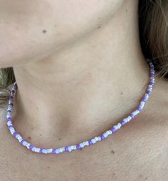 Lilac ombré beaded necklace using different shades of purple and clear beads. 15.5 inches  If you like this necklace, but would like a different length, just let me know! I'm happy to accommodate! Cheap Beaded Lavender Necklaces, Elegant Lavender Polished Beaded Necklaces, Adjustable Lavender Beaded Necklace, Lilac Necklace, Lilac Beaded Necklace, Purple Bead Necklace, Ombre Necklace, Summer Necklace, Seed Bead Necklace