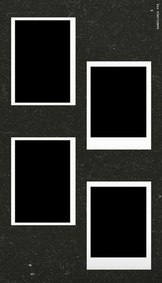 four black and white square frames on a dark background