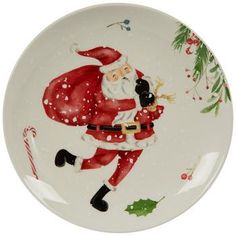 a white plate with a santa clause on it