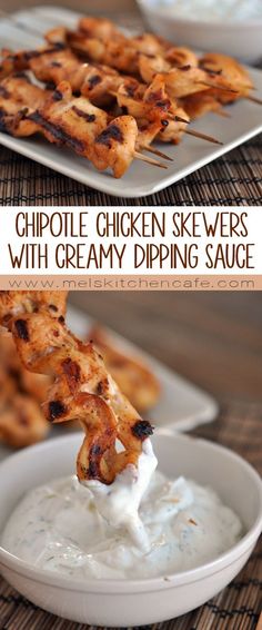 grilled chicken skewers with creamy dipping sauce