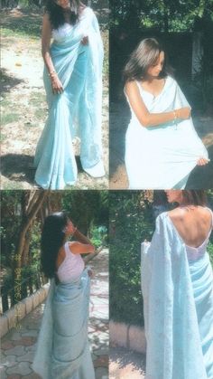 four different pictures of women in dresses and one is wearing a shawl, the other has