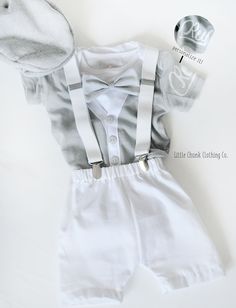 Baby grey bowtie cardigan outfit. A La Carte , baby gift, newborn outfit, blessing outfit , milestone set , baptism, personalization avail Body Suit With Shorts, Newborn Outfit, Gift Newborn, Grey Cardigan