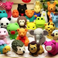 Mini Animal Erasers Desk Pets, Eraser Collection, Carnival Gift, Girl School Supplies, Animal Erasers, Easter Egg Fillers, Prize Gifts, Classroom Prizes, Classroom Treats