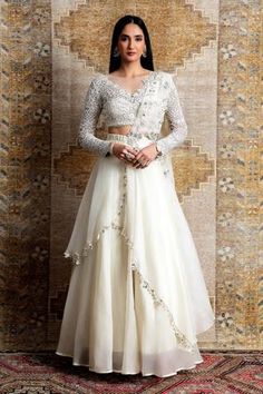 Shop for Ridhima Bhasin White Organza Hand Embroidered Lehenga Set for Women Online at Aza Fashions Ridhima Bhasin, Organza Lehenga, Embroidered Lehenga, Sharara Set, Embroidered Wedding, Wedding Lehenga, Indian Fashion Designers, Lehenga Designs, Fancy Sarees