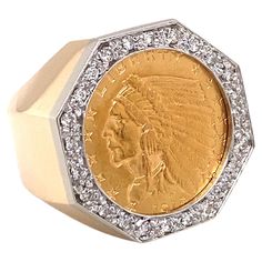 Circa: 1960s Metal Type: 14K yellow gold Size: US 7 Weight: 15.2g Diamond Details: Cut: Round Carat: 0.50 carat total weight Color: H-I Clarity: SI Collectible 14k Gold Diamond Ring, Antique Gold Signet Ring With Diamond Cut, Luxury Gold Diamond Ring Collectible, Gold 14k Signet Ring With Single Cut Diamonds, Collectible Brilliant Cut Yellow Gold Diamond Ring, Collectible Yellow Gold Brilliant Cut Diamond Ring, Collectible Yellow Gold Diamond Ring With Round Cut, Gold Round Signet Ring With Single Cut Diamonds, Art Deco Yellow Gold Jewelry With Brilliant Cut