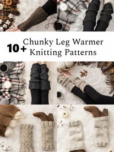 chunk leg warmer knitting patterns with text overlay that reads chunk leg warmer knitting patterns