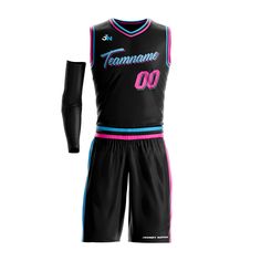 Vice City Black Custom Basketball Bulk Team Jersey and Shorts Set Sportswear Athletic Shorts With Team Name For Sports Events, Black Sleeveless Jersey For Team Spirit, Sleeveless Team Jersey For Team Events, Sleeveless Sportswear Jersey For Team Events, Team-colored Sleeveless Jersey For Team Events, Black Sporty Athletic Shorts For Basketball, Sleeveless Black Jersey With Team Logo, Black Athletic Shorts For Basketball Season, Black Team Logo Jersey For Basketball