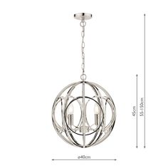 an image of a chandelier with three lights in the shape of a sphere