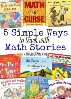 the cover of five simple ways to teach with math stories, including books for children