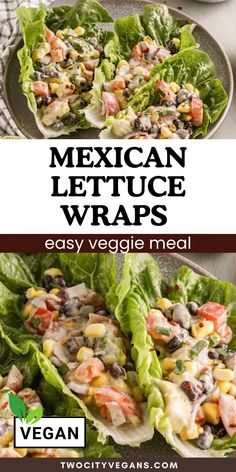 mexican lettuce wraps with black beans and vegetables