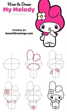 how to draw hello kitty from my melody step by step drawing instructions for kids and beginners