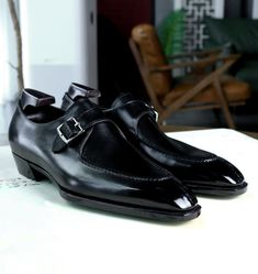 Leather Single Monk Strap Slip-On Loafers