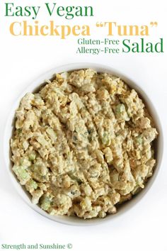 the cover of easy vegan chickpea tuna allergy - free salad is shown