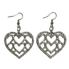 Our Laser Cut Earrings Are Made Of 1/8" Acrylic. They Are Made In Florence, Mississippi, Usa. Lightweight Nickel-free Metal Heart Earrings For Valentine's Day, Silver Heart Pierced Earrings For Party, Valentine's Day Nickel-free Metal Heart Earrings, Double Heart Metal Earrings For Party, Trendy Silver Heart Earrings For Valentine's Day, Hypoallergenic Metal Earrings For Valentine's Day, Party Double Heart Metal Earrings, Valentine's Day Hypoallergenic Metal Earrings, Silver Nickel-free Heart Earrings For Party