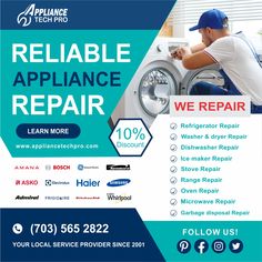 an advertisement for appliance repair company