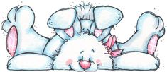 a drawing of a bunny laying on its back