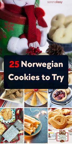 25 norwegian cookies to try for christmas and new year's eve with text overlay that reads 25 norwegian cookies to try for christmas and new year's eve