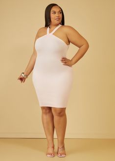 Don't get it twisted, when it comes to Summer dresses, Ashley Stewart is that girl!!! Our ribbed-knit dress serves up #bawdy with its form-fitting bodycon silhouette and accentuated by a twisted high collar. Ribbed Stretch Bodycon Dress For Date Night, Spring Ribbed Bodycon Dress For Date Night, Chic Pink Ribbed Bodycon Dress, Bodycon Dress Plus Size, Plus Size Summer Dress, Ribbed Knit Bodycon Dress, Knit Bodycon Dress, Plus Size Party, Plus Size Trendy