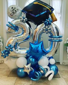 graduation balloons and decorations in the shape of an octopus