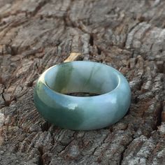 Natural green jade ring Size 7 Approximately 10mm wide band Green Jade Round Band Ring, Green Jade Round Band Jewelry, Handmade Green Jade Rings, Dark Green Round Jade Jewelry, Earthy Tone Outfits, Green Jade Ring, Om Charm, Wide Band Ring, Nephrite Jade